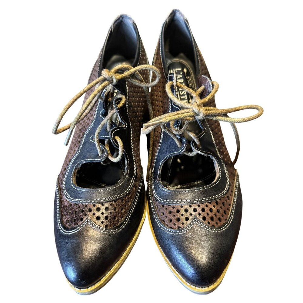 LArtiste By Spring Step Perforated Leather Lace-Up Oxford Heels